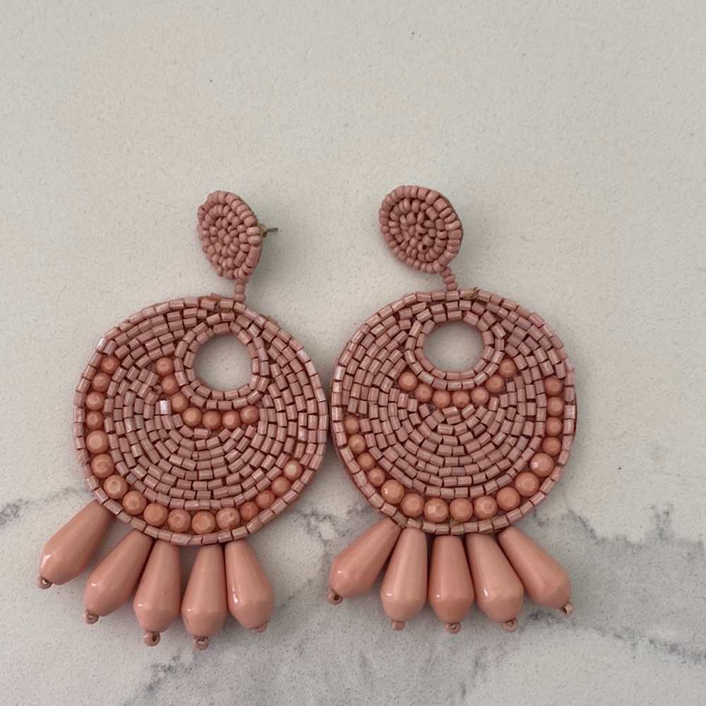 Kenneth Jay Lane pink beaded earrings for pierced ears